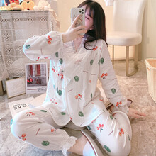 莫代尔纱布月子服纯棉产后哺乳7月份4孕妇睡衣春秋薄款产妇5家居春夏季6 纱布纯棉【901樱桃】 M【85-105斤】