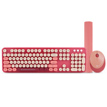 镭拓 Rantopad RF104无线键盘鼠标套装 笔记本电脑办公键鼠套装  104键全尺寸 蜜蜡粉