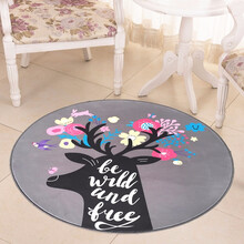 贝莱妮  地毯 可机洗吸水防滑地脚踩垫门口垫厨房圆形卫生间浴室垫子 秋叶送福 直径40厘米（颜色随机）