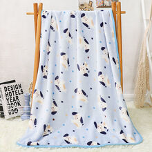 宠物毛毯日系卡通猫狗毯子狗狗珊瑚绒狗窝垫泰迪幼犬小狗被子 蓝色小狗 50*70cm