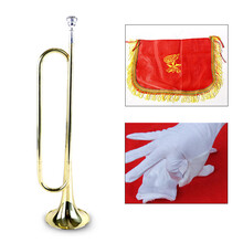 新宝乐器 大喇叭口金色小号B调漆金青年号学生号 鼓号队少先队号 金色配7C镀银号嘴+号旗手套