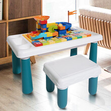 儿童玩具积木桌子 大颗粒积木玩具 2-3-6岁男女孩适用益智玩具兼容学习桌椅拼插早教儿童玩具 大颗粒积木桌+83大颗粒滑道+35认知数字+1凳