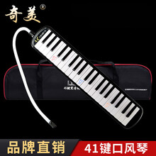 奇美41键口风琴学生用儿童初学者成人教学宽音域演奏级口风琴 【41键宽音域口风琴黑色】软包+吹奏说明