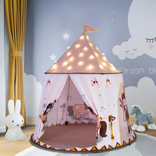 儿童帐篷小孩印第安帐篷游戏屋室内玩具屋女孩公主屋幼儿园城堡帐篷房宝宝小房子 带底布印第安小马+白灯