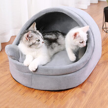 AITAPET 猫窝狗窝 宠物猫产房猫垫子四季通用狗屋半封闭狗床猫床比熊泰迪小型犬幼犬猫咪用品 小号
