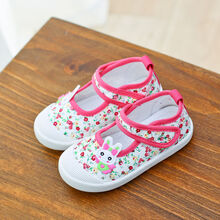 SKNJ【新品】鞋儿童帆布鞋女童布鞋春夏季中小童宝宝软底学步鞋幼儿园室内鞋卡通可爱小兔子公主鞋岁女孩 碎花 21码/内长12.5厘米