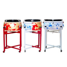 米囹 14/16/18 木质水鼓扁水鼓成人儿童水鼓牛皮水鼓多用青花瓷鼓堂鼓 18寸青花祥龙水鼓+双色鼓架