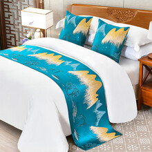 床旗床尾巾轻奢民宿装饰品条欧式奢华宾馆酒店用品家用床搭垫 银色 1.8米床用50*240 床尾巾