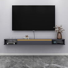 宜米诺创意后现代轻奢壁挂电视柜超窄小户型卧室墙上悬挂式一字板 高级灰（自己安装） 1.6米