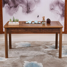 寻古红木家具非洲鸡翅木（学名：非洲崖豆木）茶桌实木中式茶桌椅组合家用泡茶桌茶艺桌小户型阳台茶台O 单桌茶桌 长98*宽68*高72cm