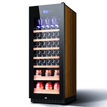 尊堡 BJ-408A 红酒柜恒温酒柜冰吧家用客厅办公室红酒柜子雪茄饮料干货茶叶水果冷藏保鲜柜玻璃展示 杯挂+展架棕木纹