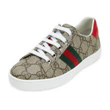 古驰 GUCCI 男女童乌木色高级人造帆布双G纹织带休闲运动板鞋平底鞋 433149 9C210 9798 30