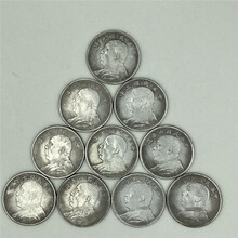 【曲美思】仿古钱币铜镀银民国纯铜袁大头民国元年到十年银元铜银元10枚一套