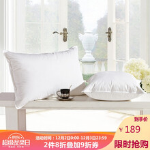 鸿润 枕芯家纺 白鸭羽绒枕头 护颈睡眠枕芯 一对装 50%白鸭羽绒枕