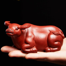 尊壶 宜兴紫砂茶宠卧牛精品可养功夫茶具配件招财摆件爱岗敬业精选大红袍泥料 卧牛