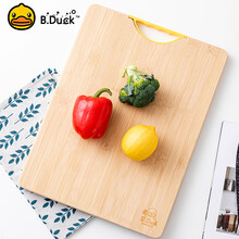 小黄鸭天然竹砧板可悬挂可立婴儿儿童辅食小菜板水果板加厚小号嘉兰 34*24*1.8cm