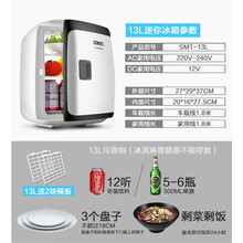 办公室加热饭盒冷暖两用迷你小冰箱家用宿舍小型冰箱冷藏保鲜恒温车用单门学生 13升双制冷黑白款