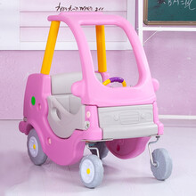 儿童学步车幼儿园公主车游乐场小房车金龟车助力滑行车淘气堡游戏塑料玩具 消防车（粉色）