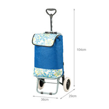 豫北便携超市老年人手推可坐超市推车买菜车可折叠购物车拉杆车 蓝色(2646)