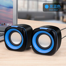 笔记本小音响电脑台式音箱立体环绕迷你手机低音炮USB便携家用 黑蓝色