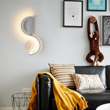 轩庭 led壁灯现代简约创意个性艺术北欧客厅背景墙走廊房间卧室床头灯 LC-027白色 三色光