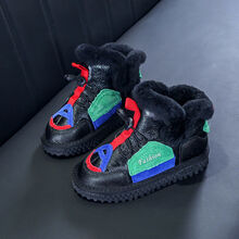 ゐ品牌巴豆童鞋女童雪地靴冬季新款儿童靴子女童加绒加厚小学生靴子男童棉鞋迪弟.尼好质量高品 D-2黑色 24码内长16cm