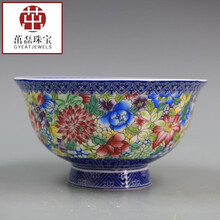 清乾隆青花斗彩粉彩小号万花碗 家居用品老货 仿古瓷器 古董古玩