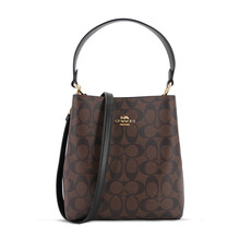 蔻驰 COACH 奢侈品 女士小号单肩斜挎水桶包深棕色PVC 2312 IMAA8