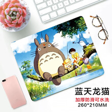 雷真鼠标垫小号加厚可爱女生卡通游戏动漫二次元电脑办公学生桌垫定制 蓝天龙猫 260*210*3MM未锁边