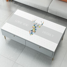 浪漫满屋 3D网红茶几垫 餐桌垫 桌布防水防油免洗防烫 pvc软玻璃书桌垫i大理石纹茶几布 又见麋鹿 80*120厘米