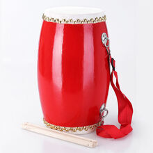 秦翔腰鼓15CM成人木质鼓水牛皮安塞腰鼓全套专业秧歌腰鼓大人乐器 (优级腰鼓+鼓棒+背带)+手套