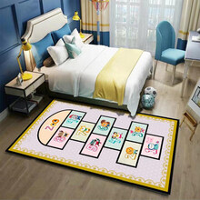 儿童卡通跳房子地毯卧室满铺床边毯幼儿园早教宝宝爬行垫水洗地垫跳房子地垫 跳房子05 80×120CM