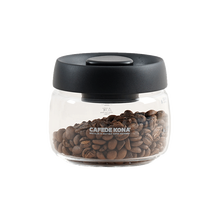 CAFEDE KONA真空按压玻璃密封罐 零食茶叶咖啡豆储物罐厨房收纳罐 黑色 450ml