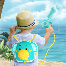 儿童背包水枪玩具夏天喷水呲水枪夏季沙滩户外喷水戏水双肩背水壶高压喷射男女孩玩具 大象蓝色（1900ML）