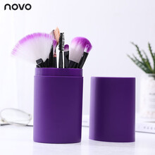 【5-20支】化妆刷全套装初学者工具眼影粉底散粉刷眉刷唇彩妆刷子 12支紫色【桶装】