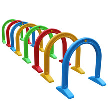 幼儿园跨栏儿童钻山洞拱形门塑料钻洞幼儿园钻圈体育活动器材玩具 吹塑钻洞一组8个