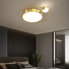 VVS美学灯 全铜房间灯卧室灯led吸顶灯北欧灯具现代简约温馨浪漫儿童灯全铜灯饰 全铜圆55CM三色变光