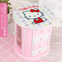 八音盒粉公主儿童旋转跳舞芭蕾女孩音乐盒首饰收纳盒套装生日圣诞节礼物 白盖kitty 不含饰品