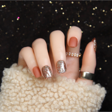 指甲贴 成人猫眼晶石美甲贴片成品假指甲片网红可拆卸果冻胶穿戴显白甲片全贴跨年礼物送女友指甲贴成人 西柚磨砂色 短款