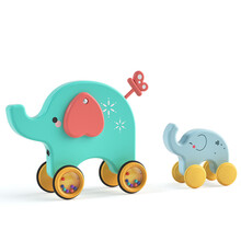 益趣童年 宝宝拉绳牵引拖拉学步萌兔可爱有趣的拉线动物车学步神器早教儿童女孩男孩玩具 憨厚大象(母子款)