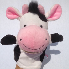 动物手偶毛绒玩具嘴巴能动儿童腹语手套表演布偶猴子手指玩偶娃娃 【张嘴】奶牛手偶