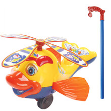 蝴蝶推推乐 儿童婴儿宝宝小手推车玩具推推乐单杆手推飞机学步走路娃娃手推车MYFS 小鱼款-黄色 满2件再送手拍球