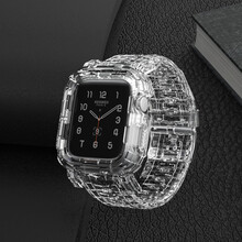 炫戴 苹果手表表带iWatch一体式硅胶表带个性42/44mm38/40mm潮流男女通用 透明白 42/44mm(1/2/3/4/5/6/SE)