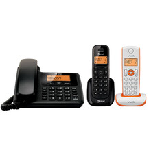 AT&T EL34109CN数字无绳子母机家用办公电话机 有线多子机固定老人机 34109黑+1047-0橙一拖二