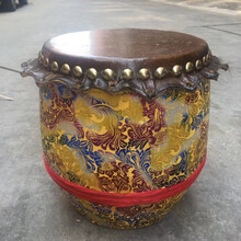 儿童醒狮鼓舞狮鼓6寸牛皮小鼓幼儿园小孩舞狮子玩具佛山狮鼓锣鼓8 10寸七彩( 鼓面直径33厘米)