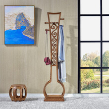 寻古红木家具非洲鸡翅木（学名：非洲崖豆木）落地衣帽架实木新中式卧室落地挂衣架Q 长42*宽40*高185cm