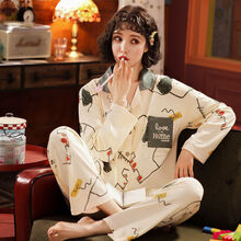 长袖睡衣女100%纯棉春秋季甜美可爱两件套学生韩版全棉夏天家居月子服 HXF-6810 512MY XL