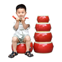 千音百韵5-10寸牛皮鼓 大鼓 儿童玩具鼓 幼儿园小鼓 中国红鼓 小堂鼓 扁鼓 锣鼓 打击乐器敲打鼓 9寸+鼓棒+背带+快板+沙锤+大镲