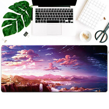 海琴烟 鼠标垫超大号油画风唯美风景艺术动漫简约文艺个性定制订做电脑办公电竞游戏锁边护腕键盘垫桌垫 星夜交替 300x800x3mm