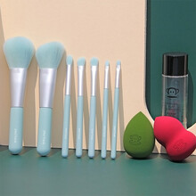 paul frank大嘴猴 化妆刷套刷 7支装 美妆蛋 清洗剂 牛油果绿 化妆刷 清洗剂组合zb 红色